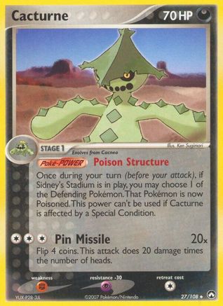 Cacturne 027 - Reverse Holofoil Power Keepers - Uncommon