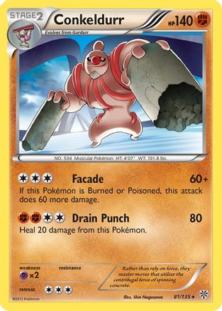 Conkeldurr 081 - Reverse Holofoil Plasma Storm - Rare