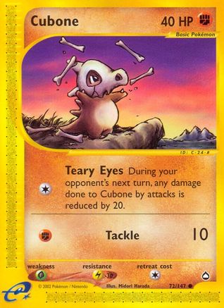 Cubone 072/147 - Reverse Holofoil Aquapolis - Common