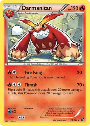 Darmanitan 025/114 - Reverse Holofoil Black and White - Rare