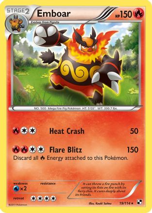 Emboar (19) 019/114 - Holofoil Black and White - Holo Rare