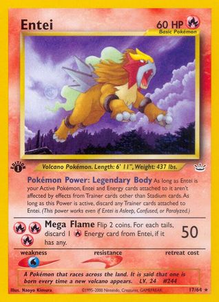 Entei (17) 017/64 - 1st Edition Neo Revelation - Rare