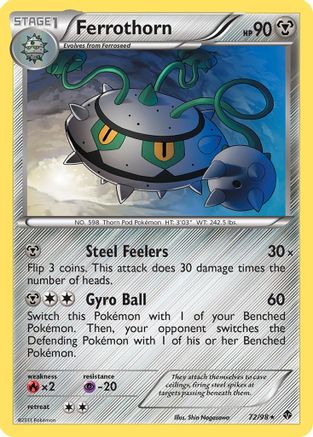 Ferrothorn (72) 072 - Reverse Holofoil Emerging Powers - Rare