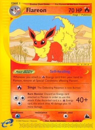 Flareon (8) 008 - Reverse Holofoil Skyridge - Rare