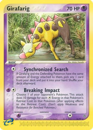 Girafarig 016/97 - Reverse Holofoil Dragon - Rare