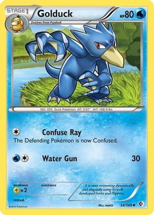 Golduck (34) 034 - Reverse Holofoil Boundaries Crossed - Uncommon