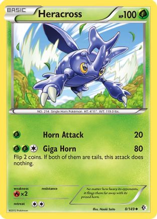 Heracross 008 - Reverse Holofoil Boundaries Crossed - Uncommon
