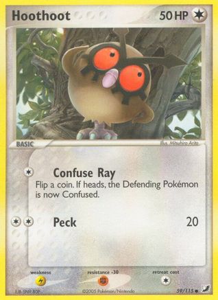 Hoothoot 059 - Reverse Holofoil Unseen Forces - Common