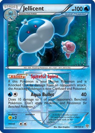 Jellicent (Team Plasma) 039 - Reverse Holofoil Plasma Storm - Rare