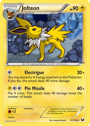 Jolteon 037/108 - Reverse Holofoil Dark Explorers - Uncommon