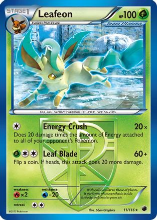 Leafeon (Team Plasma) 011/116 - Reverse Holofoil Plasma Freeze - Rare