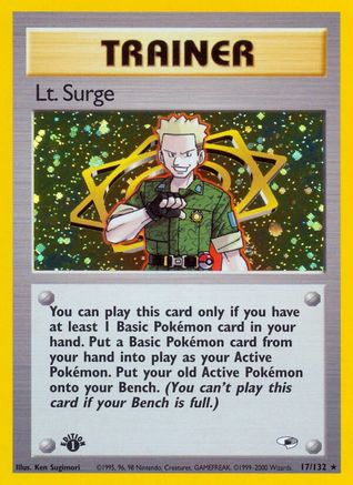 Lt. Surge (17) 017/132 - 1st Edition Holofoil Gym Heroes - Holo Rare
