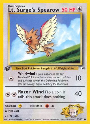 Lt. Surge's Spearow (83) 083/132 - 1st Edition Gym Heroes - Common