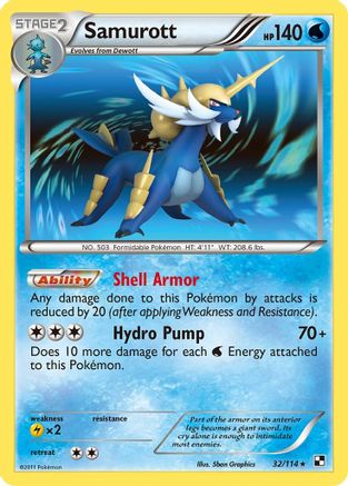Samurott (32) 032/114 - Reverse Holofoil Black and White - Holo Rare