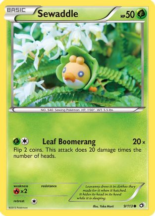 Sewaddle (9) 009 - Reverse Holofoil Legendary Treasures - Common