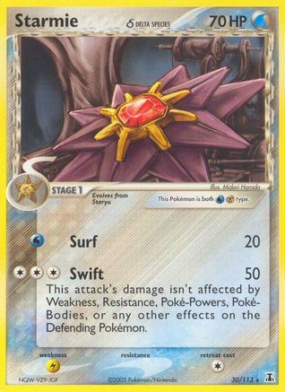 Starmie 030/113 - Reverse Holofoil Delta Species - Rare
