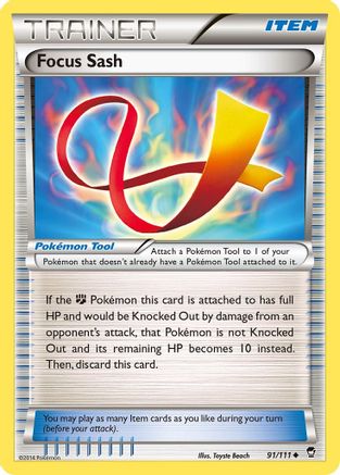 Focus Sash 091/111 - Reverse Holofoil XY Furious Fists - Uncommon