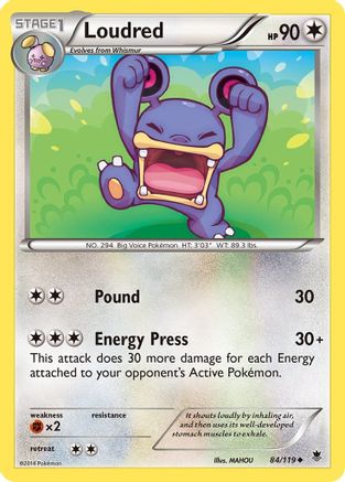 Loudred 084 - Reverse Holofoil XY Phantom Forces - Uncommon