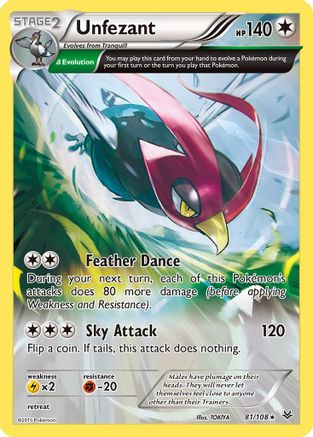 Unfezant (81 Delta) 081 - Reverse Holofoil XY Roaring Skies - Rare