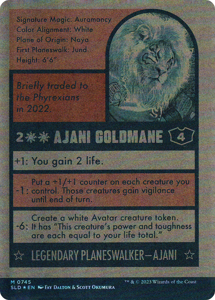 Ajani Goldmane (745) (Autographed) (SLD-745) - Secret Lair Drop: (Full Art) (Borderless) Foil