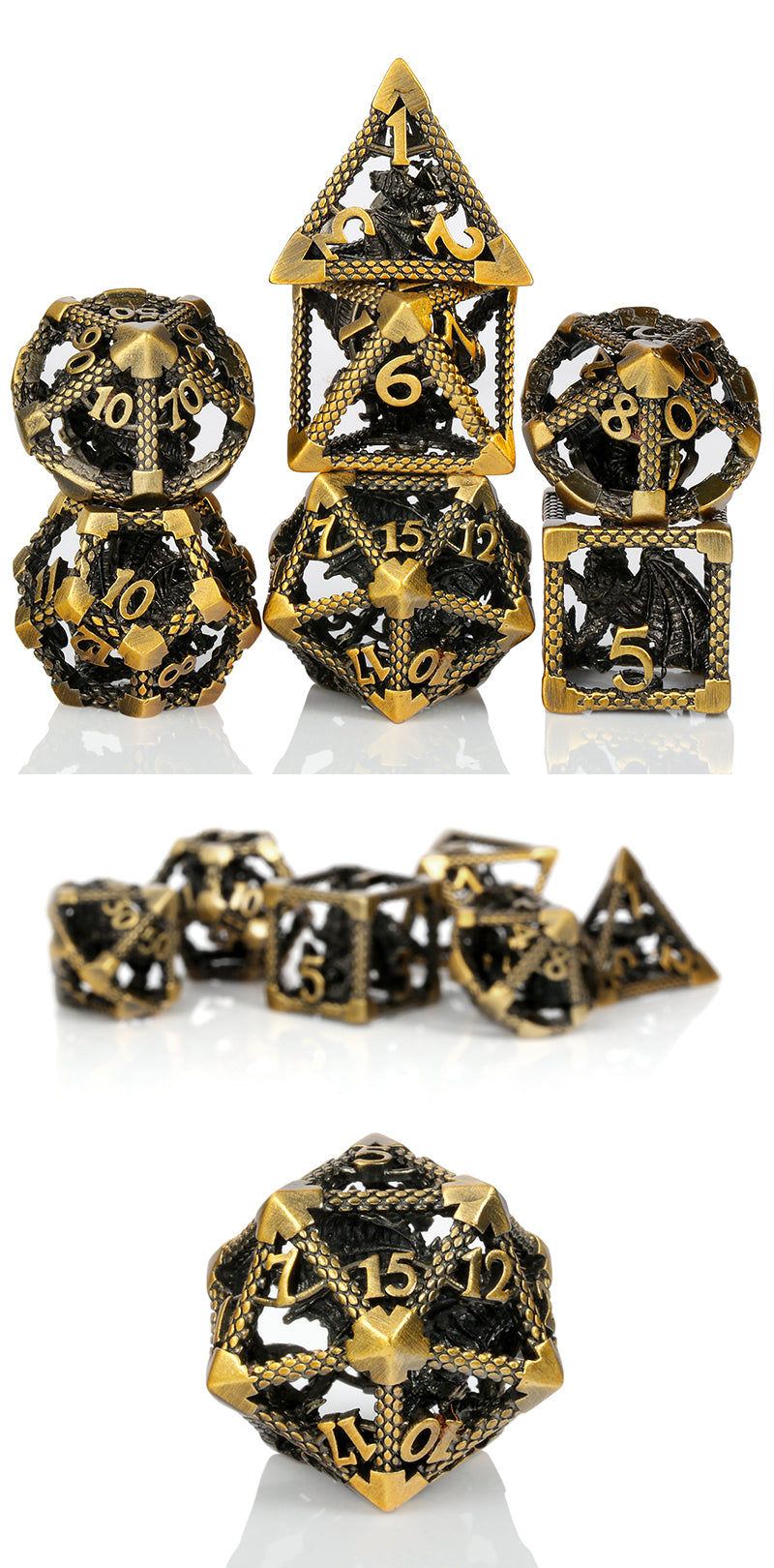 Hollow Dice Set - Dragon Cage - Bronze