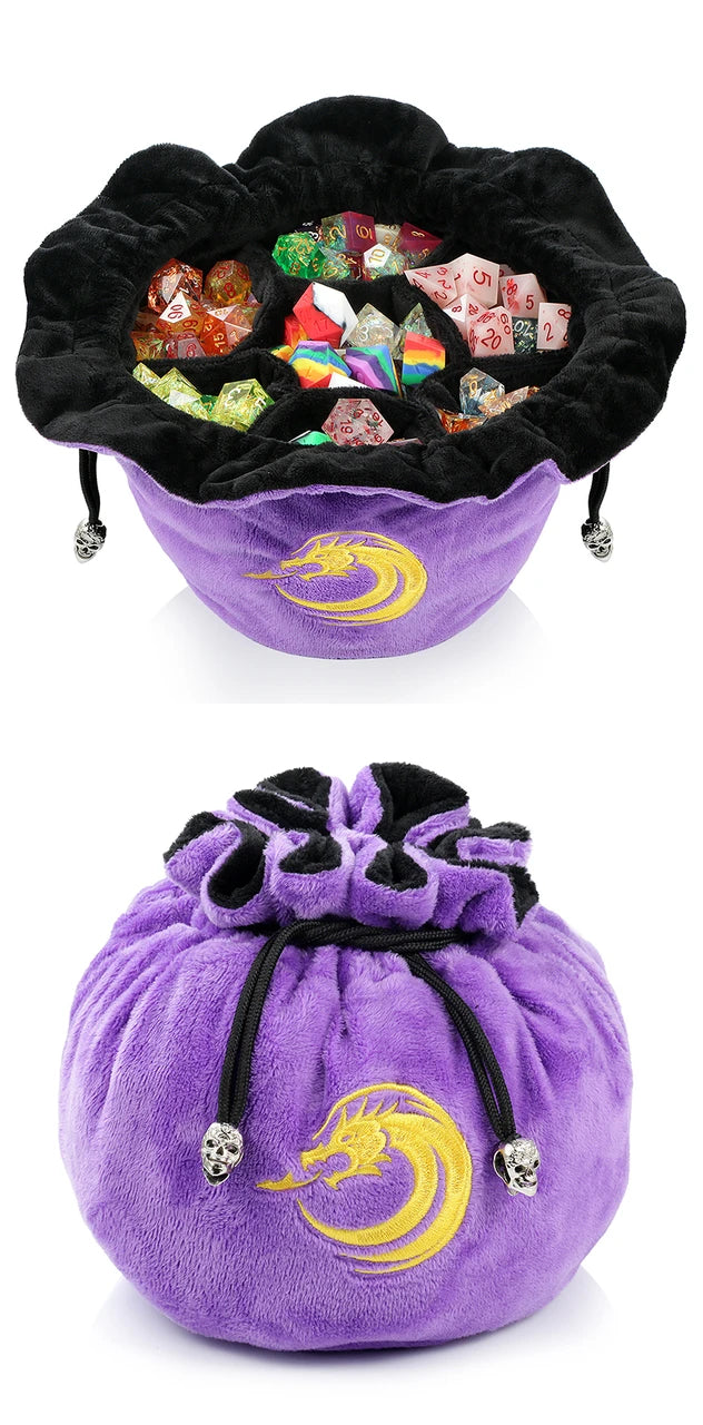 Sectional Drawstring Dice Pouch - Purple