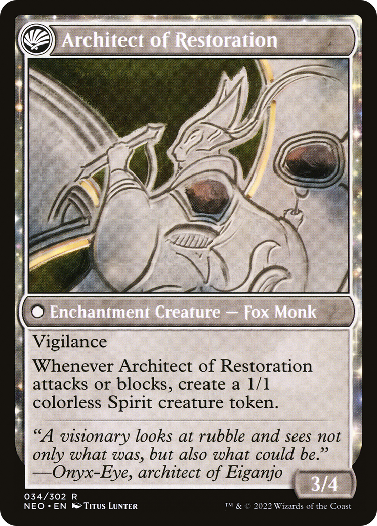 The Restoration of Eiganjo (NEO-034) - Kamigawa: Neon Dynasty: (fandfc, enchantment) Foil