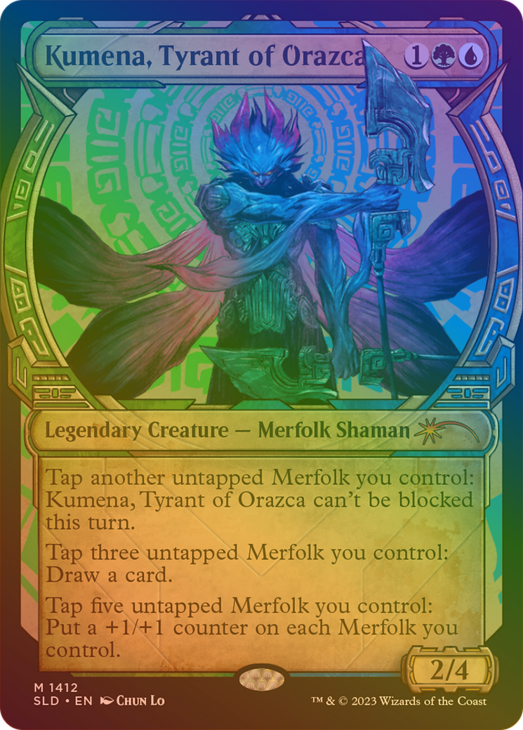 Kumena, Tyrant of Orazca (Rainbow Foil) (SLD-1412★) - Secret Lair Drop: (Showcase) Foil