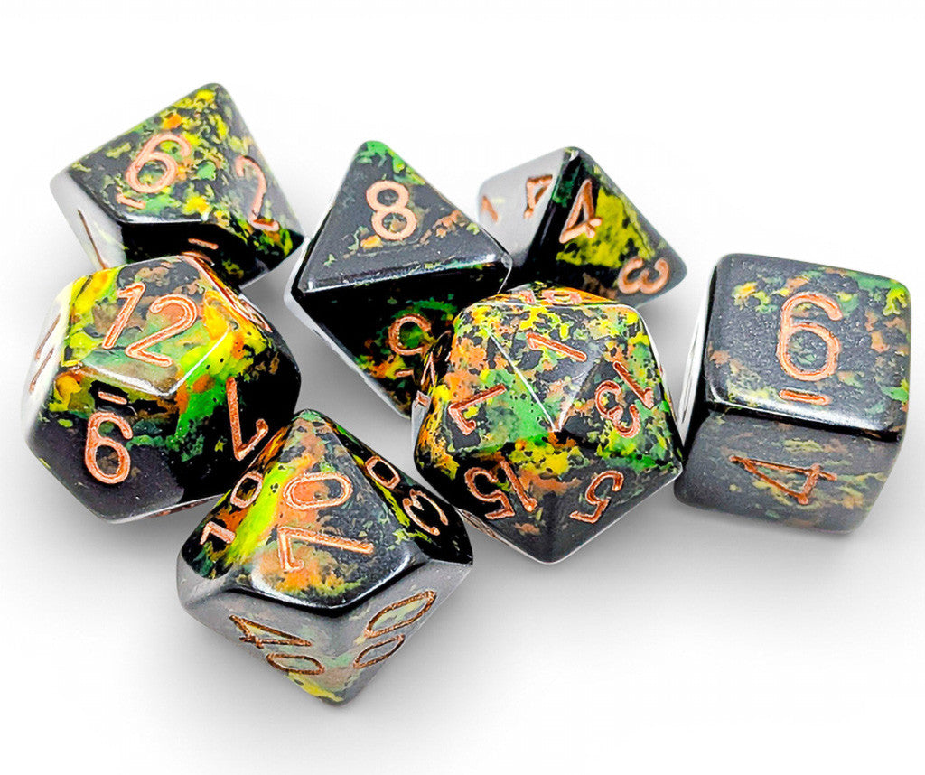 Chessex - Brush Dice 7 Die Set - Deep Forest/Gold