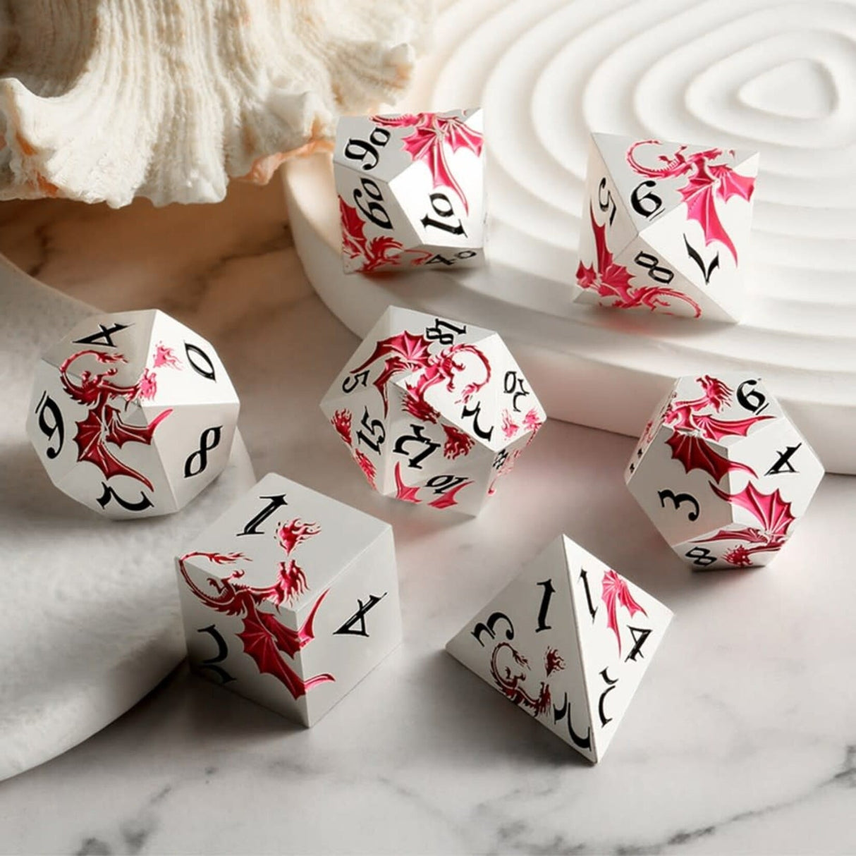 Dice Habit Dragon Pink and Silver Metal and Enamel