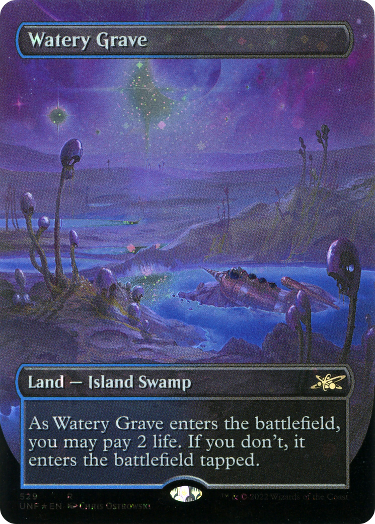 Watery Grave (Borderless) (Galaxy Foil) (UNF-529) - Unfinity (Borderless) Foil