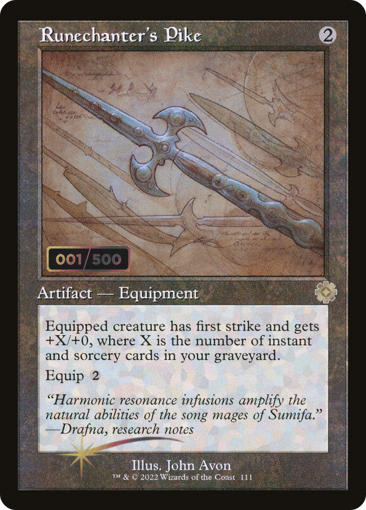 Runechanter's Pike (Schematic) (Serial Numbered) (BRR-111Z) - The Brothers' War Retro Artifacts Foil