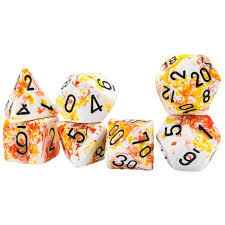 Chessex - Brush Dice 7 Die Set - Sunrise/Black