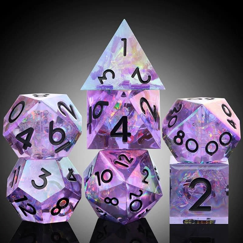 Dice Habit Liquid Core Sharp Edge 7-Piece Dice Set (Chromatic Optics)