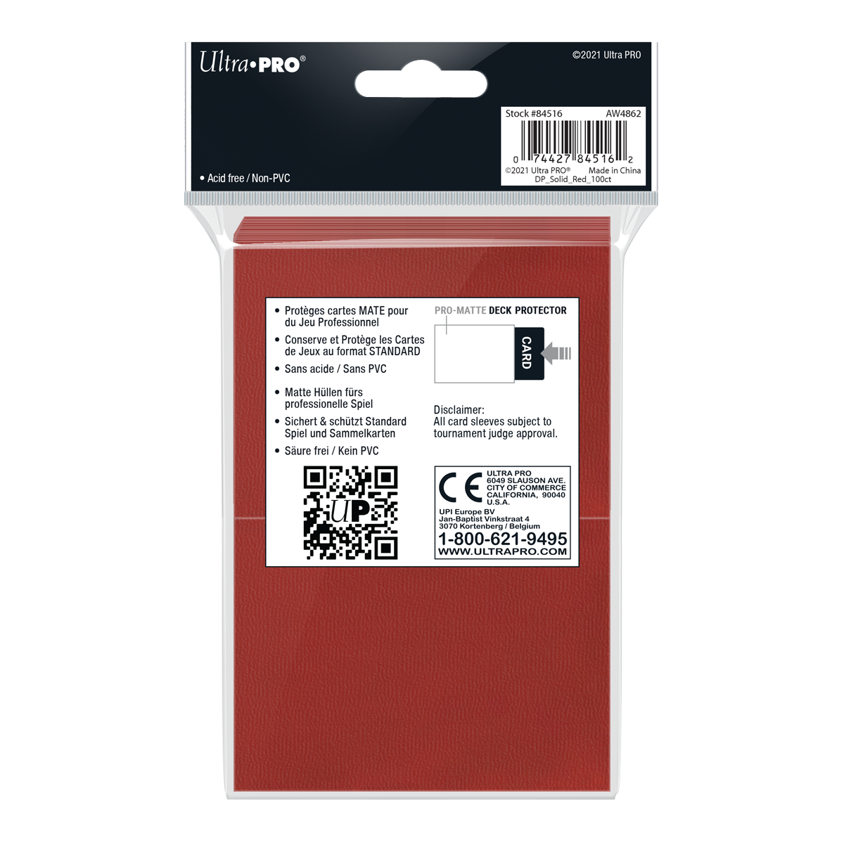 Ultra PRO: Standard 100ct Sleeves - PRO-Matte (Red)