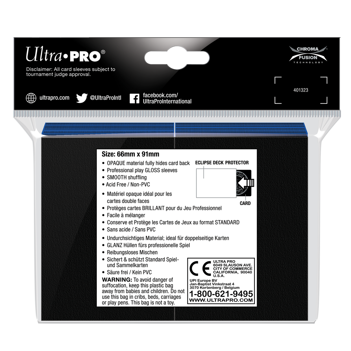 Ultra PRO: Standard 100ct Sleeves - Eclipse Gloss (Pacific Blue)