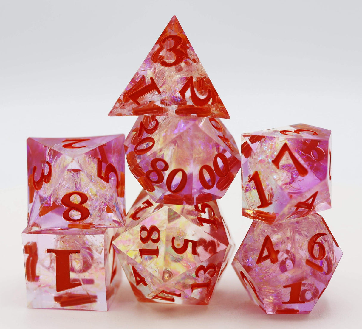 Sharp Edge Resin RPG Dice Set - Winter Blossom