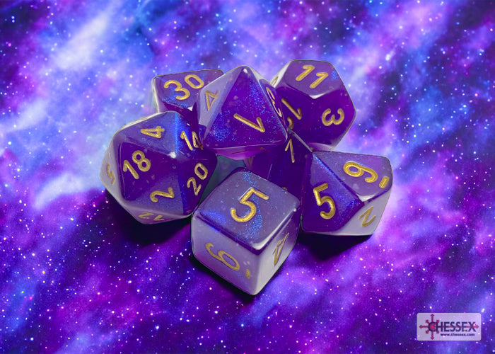 Borealis® Polyhedral Royal Purple/gold Luminary™ 7 Die Set