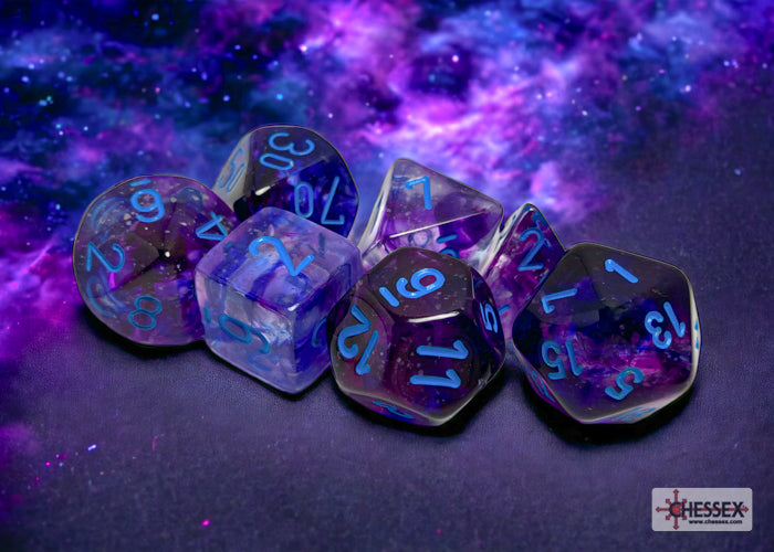 Nebula® Polyhedral Nocturnal™/blue Luminary™ 7 Die Set