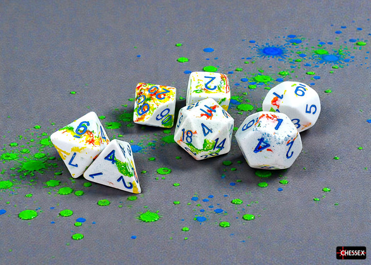 Chessex - Brush Dice 7 Die Set - Breezy/blue