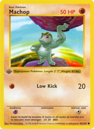 Machop 052/102  - 1st Edition Base Set Shadowless - Common