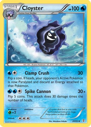 Cloyster 020/83  - Reverse Holofoil Generations - Uncommon