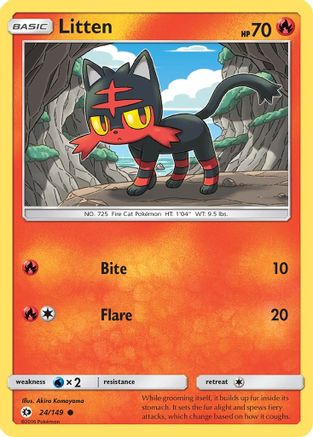 Litten 024/149  - Reverse Holofoil SM Base Set - Common