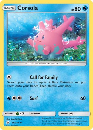Corsola 036/149  SM Base Set - Uncommon