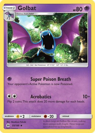 Golbat 055/149  - Reverse Holofoil SM Base Set - Uncommon