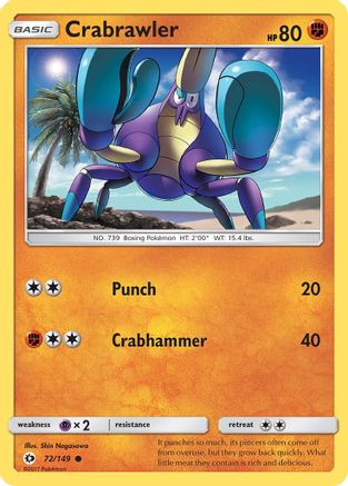 Crabrawler 072/149  - Reverse Holofoil SM Base Set - Common