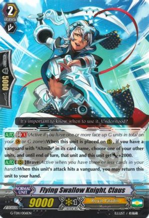 Flying Swallow Knight, Claus (G-TD11/006EN) - G-TD11: Divine Knight of Heavenly Decree