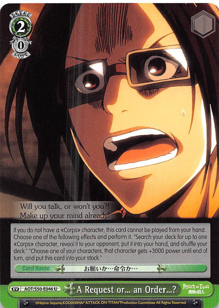 A Request or... an Order...? [AOT/S50 - AOT/S50-E046 U]