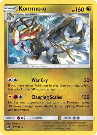 Kommo-o 077/111  - Reverse Holofoil SM  Crimson Invasion - Rare