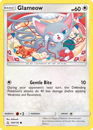 Glameow 108/156  - Reverse Holofoil SM  Ultra Prism - Common